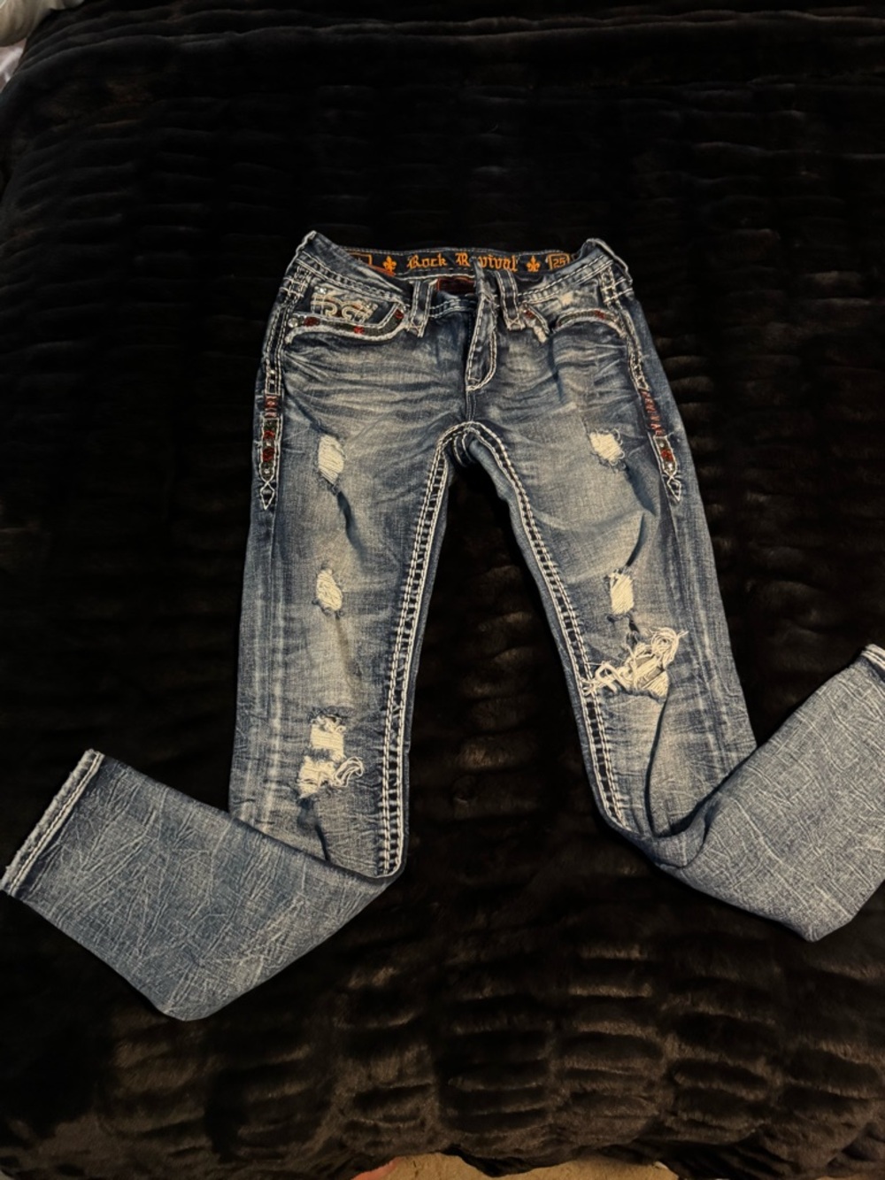 Rock Revival Distressed Light Blue Skinny Jeans